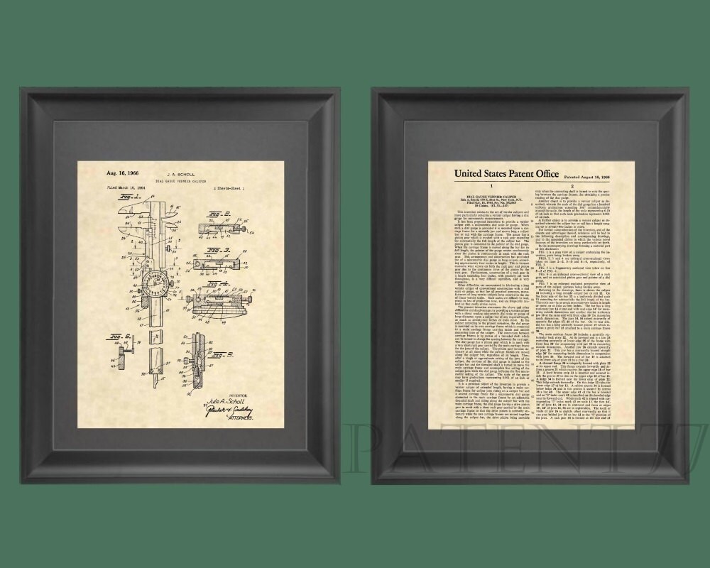 Patent Print Dial Caliper Patent Art Vintage Engineer Etsy