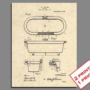 Brevet baignoire Antique brevet Art salle de bain Vintage Decor salle de bain brevet Art Print salle de bain le pariétal salle de bains affiche-499 image 1