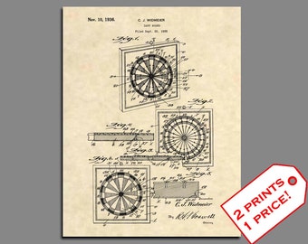 Patent Prints - 1935 Dart Board Bar Artwork Patent Print - Vintage Bar Room Decor Dartboard Patent Art - Bar Decor Wall At Darts Print - 74