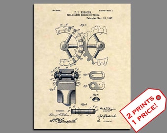 Patent Prints - Steampunk Cog Wheel Patent Art - Vintage Mechanical Art Patent Print - Gear Machinery Patent Art - Gear Wall Art 432