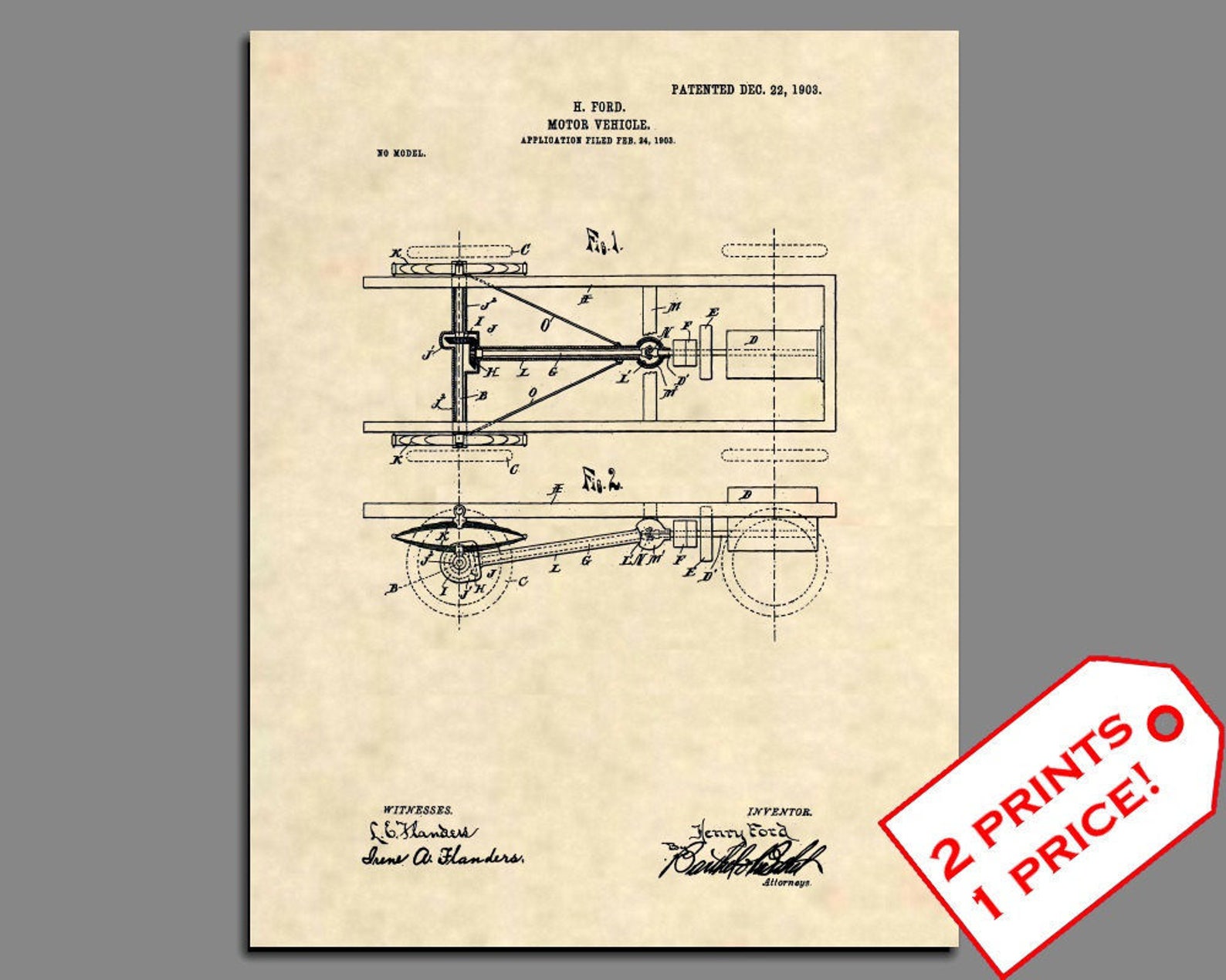Patent Prints Henry Ford Model T Patent Art Vintage Patent - Etsy