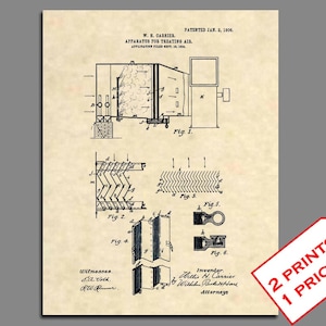 Brevets impressions - premier transporteur climatiseur brevet Art - CAHT Vintage brevet Art Poster - Antique Hvac HVAC - technicien d’Art mural - 348