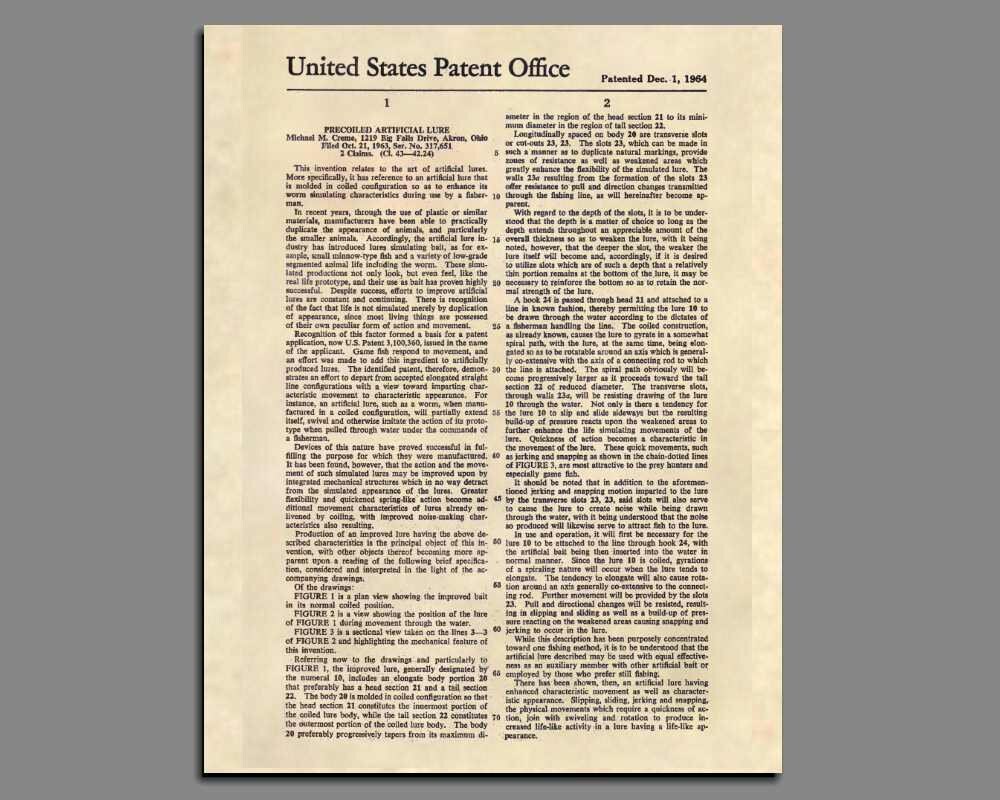 Fishing Wall Art Whitefish Fishing Lure Patent White Fish Etsy