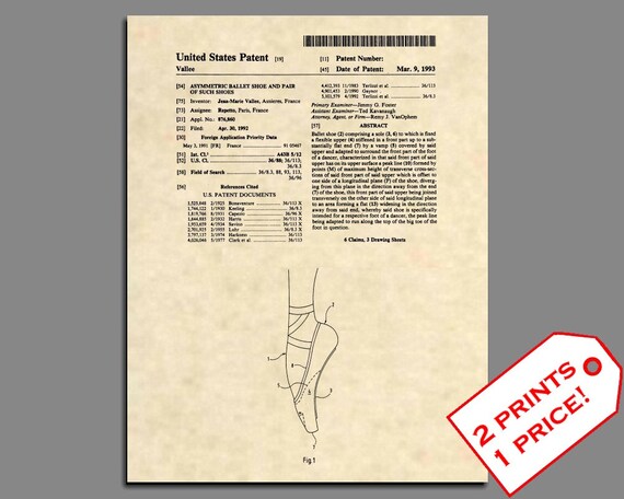 Ballerina Shoe Vintage 124 Official Ballet Slipper US Patent Art Print