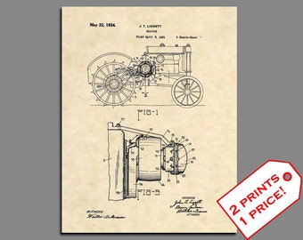 Farm Art - John Deere Tractor Patent Art Print - Vintage Farming Prints - Folk Art Patent Prints - Country Decor Wall Art Patent Print 491