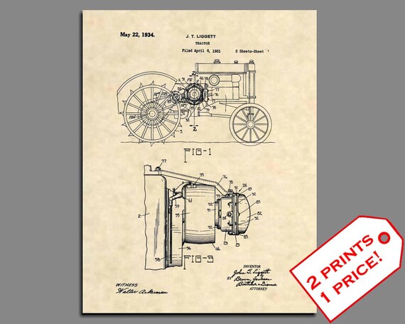 Antique Vintage Farm 497 Official 1930 John Deere Tractor US Patent Art Print