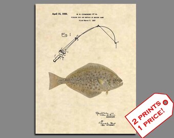 Fishing Wall Art - Fishing Patent - Halibut Fishing Poster - Patent Prints - Saltwater Fishing Poster - Fishing Art - Vintage Fish Art - 507