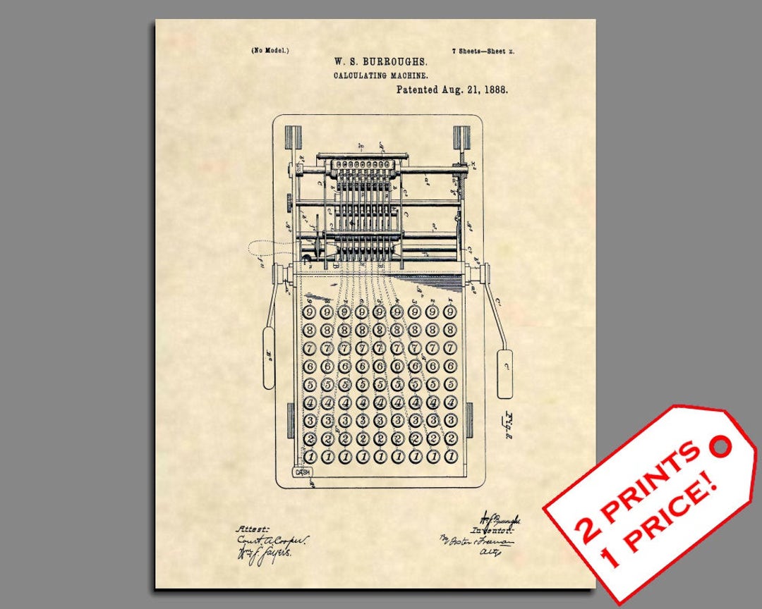 Patent Prints 1888 Calculator Patent Print Science Poster - Etsy