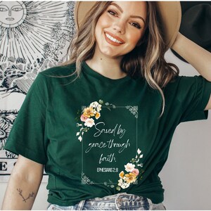 Saved by grace through faith tshirt, Ephesians 2 shirt, Bible verse tshirt, inspirational shirt, Unisex Jersey Short Sleeve Tee