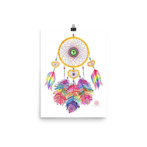 Dream Catcher Print-healing Art-feather Art- Feathers-dreamcatcher