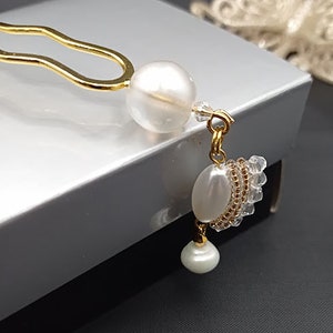 Mother of pearl metal hair fork long hair Hair bun holder Decorative hair pins France u shaped hair pin Birthday gift for her