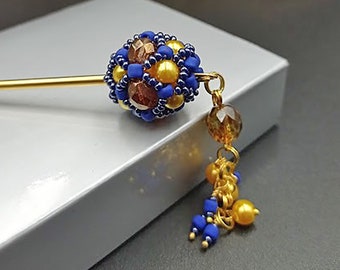 Handmade hair jewelry Decorative hair pins Metal hair stick with gold beads Gift for her 16th birthday gift 21st birthday gift