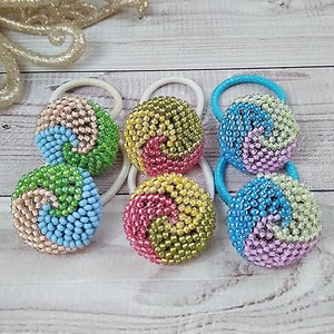 Ponytail holder Hair bobbles Set of 2 Beaded hair ties Spiral hair tie Toddler girl gift