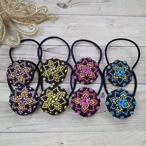 Ponytail holder Button hair ties art deco Hair bobbles Beaded hair ties Set of 2 Best friend gifts