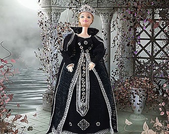 Halloween doll clothes  Medieval dress doll Witch doll Black Queen doll Doll clothes handmade for doll 11.5 inch Doll outfit