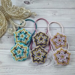 Ponytail holder Button hair ties art deco Hair bobbles Beaded hair ties Set of 2 Best friend gifts