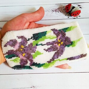 Beaded phone case flower ornament Iphone wallet case