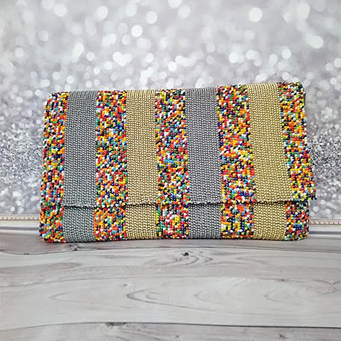 Beaded clutch bag Multicolor purse Formal clutch bag Flap bag Etsy