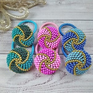Ponytail holder Hair bobbles Set of 2 Beaded hair ties Spiral hair tie Toddler girl gift