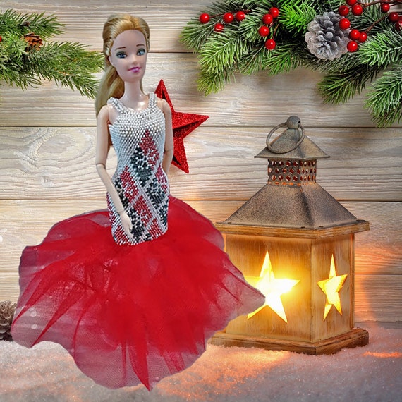 white christmas dresses Bimbalo Red Taffeta Beaded Dress | A Christmas present main image 1