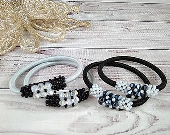 Cute hair ties beaded for girls Set of 2 Ponytail holder