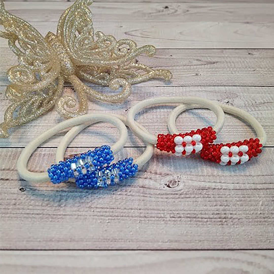 Beaded Hair Tie Bracelet Set: Handmade Ponytail Holder for  display picture 1