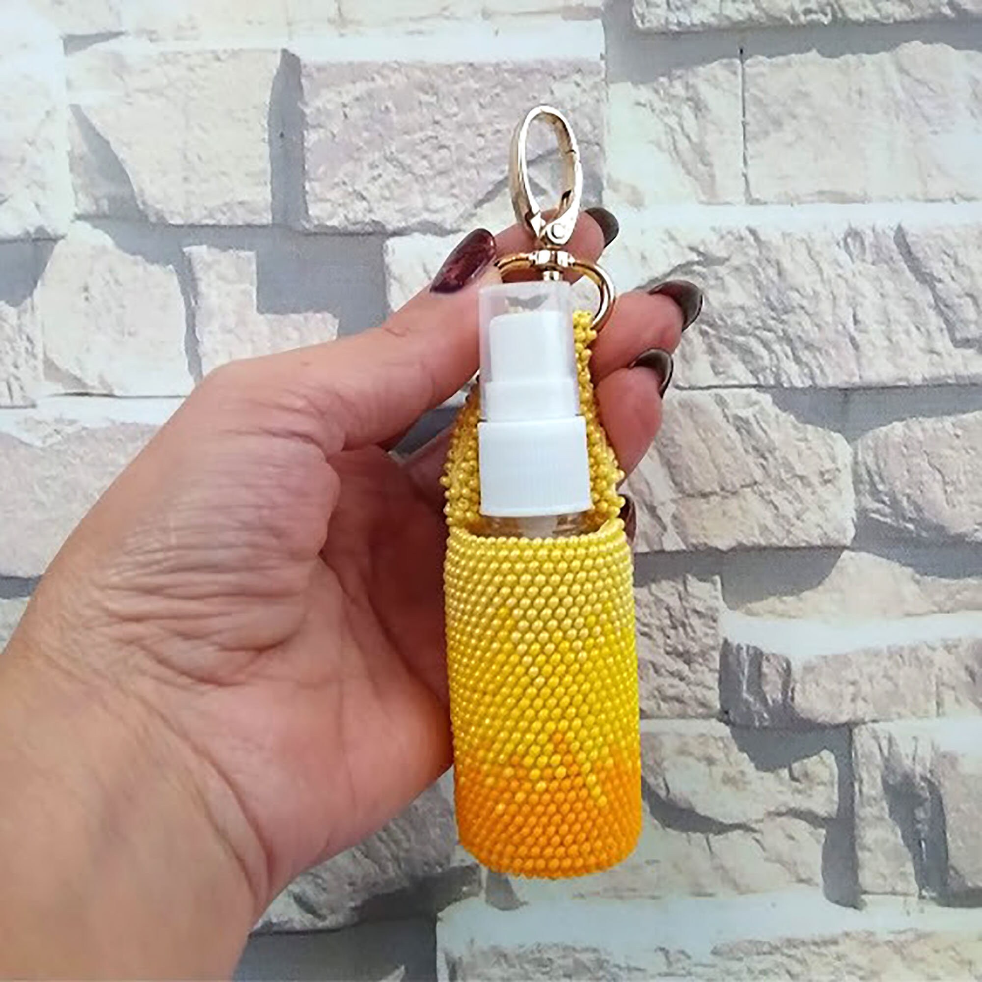 Yellow hand sanitizer holder keychain 1 oz bottles holder Etsy