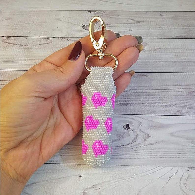 Beaded Lipstick Case Chapstick Holder Keychain Hand Sanitize Etsy