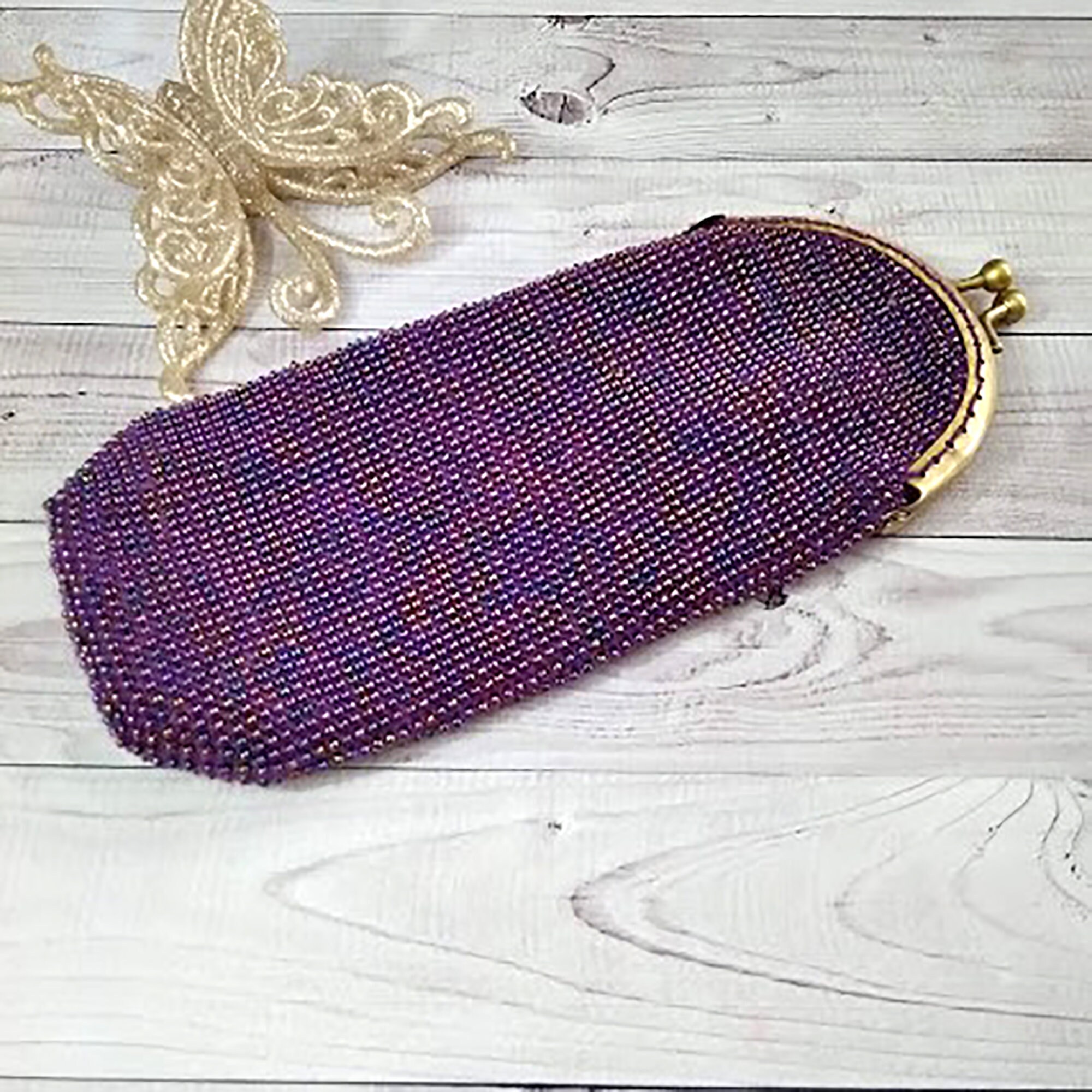 Beaded glasses case women with kisslock Eyeglass case soft Etsy