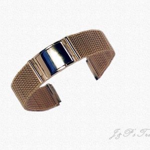 Personalized 14K gold mesh bracelet with adjustable buckle. Milanese watch strap. 100% handmade.