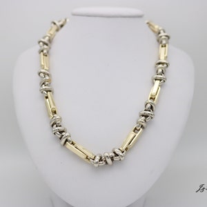 Gargantilla de cadena personalizada en oro amarillo y blanco de 14k o 18k, todos los detalles se pueden personalizar, 100% hecho a mano. Ancho 12 mm.