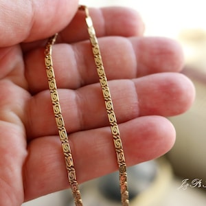 Personalisierte 14k oder 18k solid gold ""S" Curb, Schneckenhaus Halskette Kette, 100% handgefertigt.