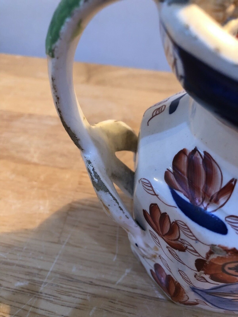 Imari Blue Mandalay Colour with Lion Handle c Lovely Vintage Rare Ironstone Hydra Jug 1800/'s