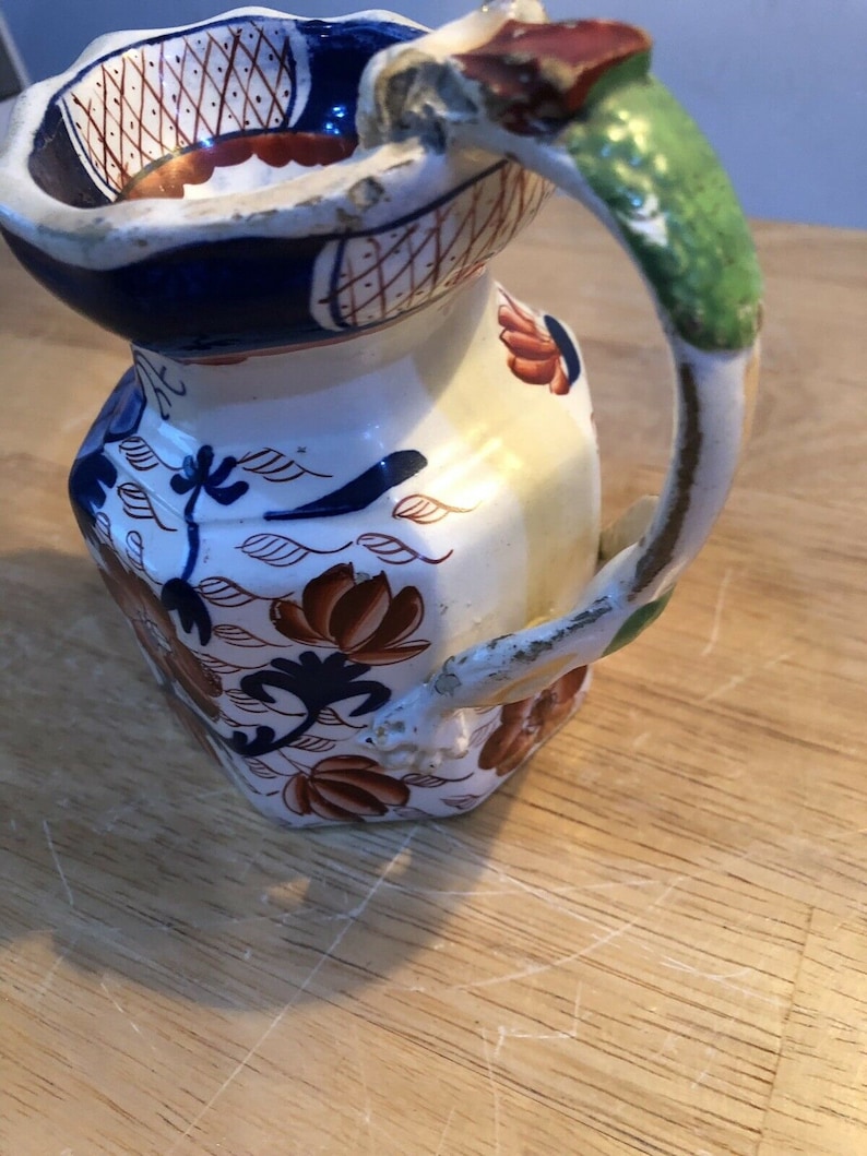 Imari Blue Mandalay Colour with Lion Handle c Lovely Vintage Rare Ironstone Hydra Jug 1800/'s