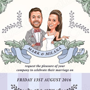 Save the Date-kaart/aangepast portret/huwelijksuitnodiging/afdrukbare Save the Date/bruiloft illustratie