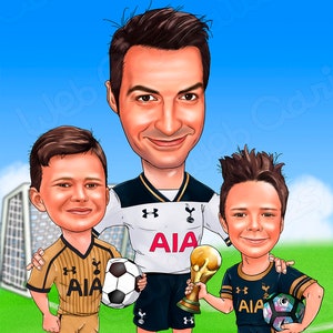 Retrato de caricatura caricatura del día del padre, a partir de foto, regalo personalizado del día del padre, para papá, para marido