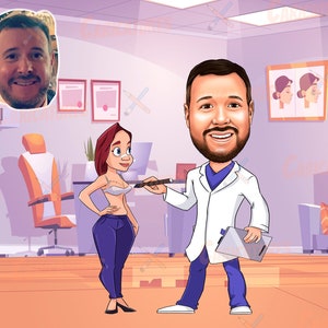 Plastic Surgeon Gift -  Custom Cartoon Caricature, cosmetic surgeon gift