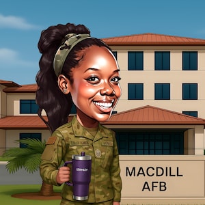 Regalo per il pensionamento militare - Caricatura personalizzata dalla tua foto, regalo per il pensionamento nell'esercito, regalo per il pensionamento dell'esercito immagine 1