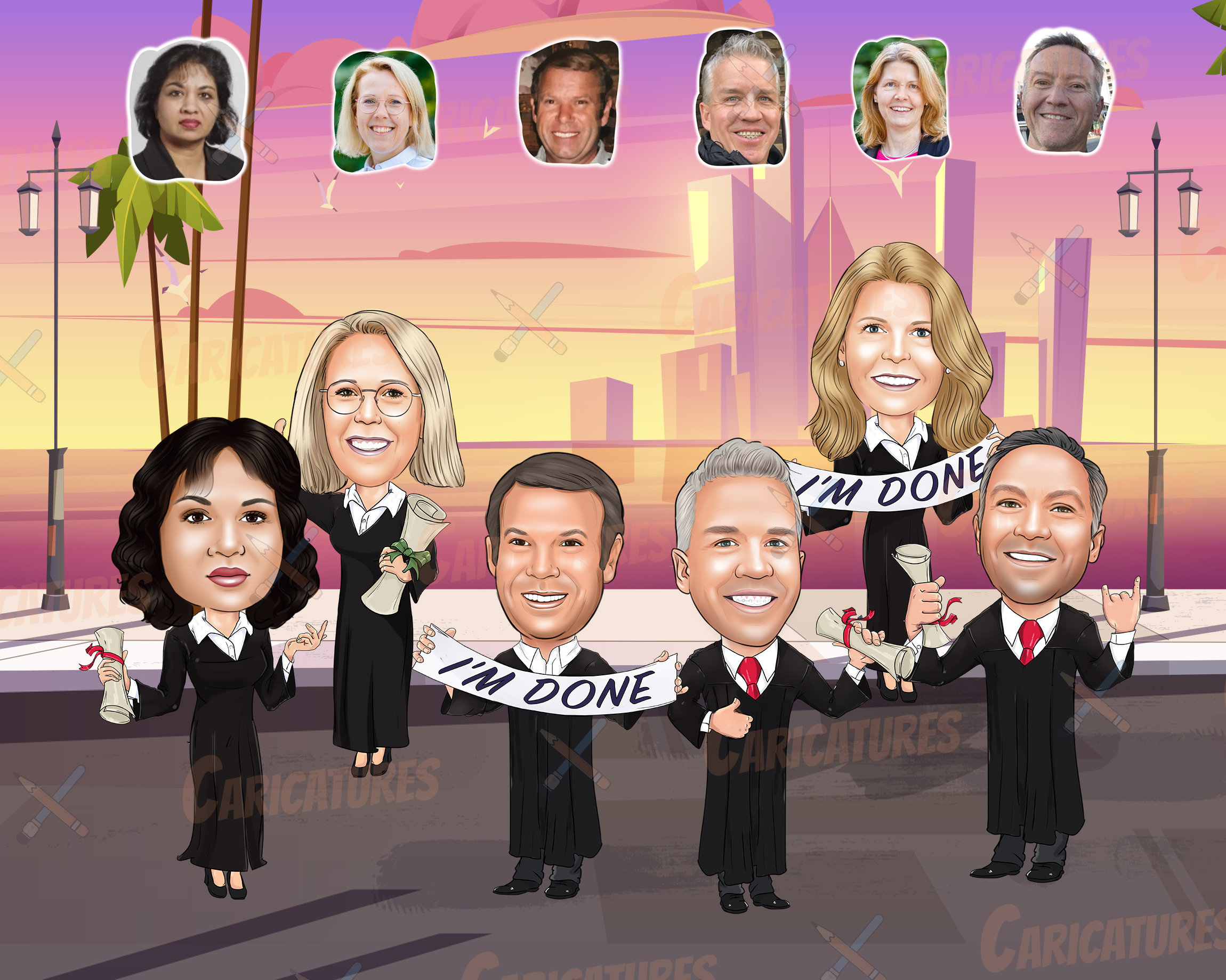 Phd Graduation Gift - Custom Caricature From Photo, Phd Graduation Gift