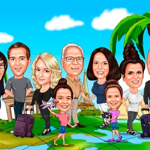 Custom Group Family Caricature from Photo