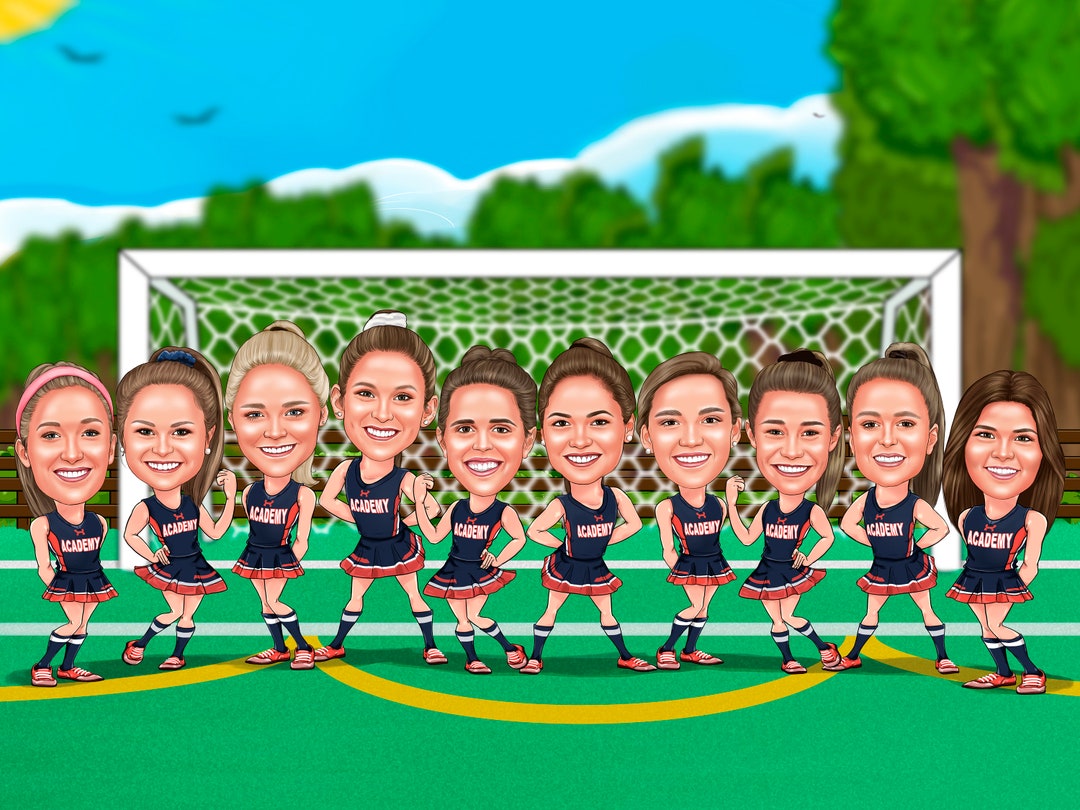 Cheer Coach Gift - Custom Caricature From Photo, Cheer Team Coach Gift ...