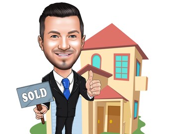 Custom Real Estate Logo, Realtor Caricature, Broker Branding (Digital File)