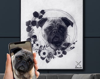 Custom Dog Portrait Drawing  from Photo, dog loss gifts, dog memorial gifts