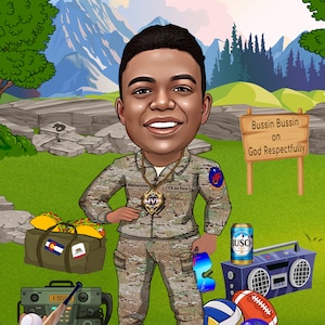 Military Retirement Gift - Custom Caricature from Your Photo, Army Retirement gift, army retirement gift
