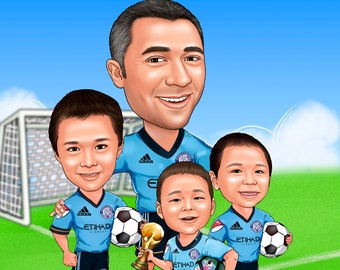 Soccer coach gift - Custom Caricature from Photo