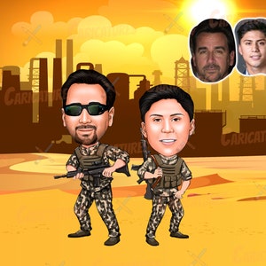 Regalo per il pensionamento militare - Caricatura personalizzata dalla tua foto, regalo per il pensionamento nell'esercito, regalo per il pensionamento dell'esercito immagine 8