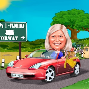 Cadeau caricature de retraite