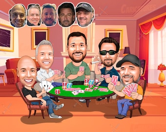Pokerspelercadeau: aangepaste karikatuur van foto