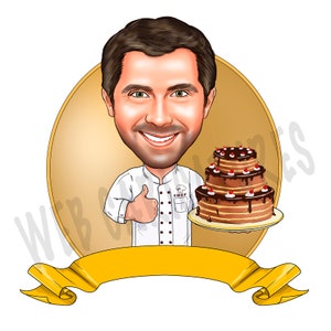 Chef Logo design - Custom Cartoon Logo for your business, Cartoon Logo Portrait, Baker Logo design, Bakery logo