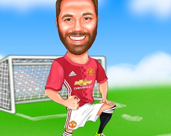 Soccer Player Cartoon Portrait from Photo - Personalized gift for soccer player, Soccer Player Caricature drawing, soccer gift for him